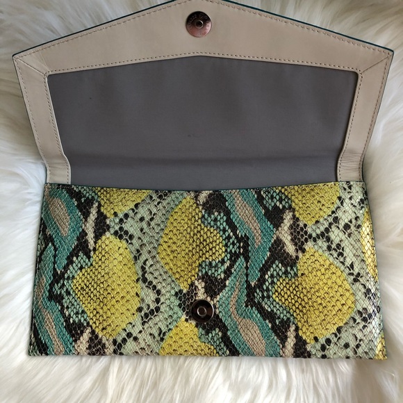 Cole Haan Neon Snakeskin Envelope Clutch - Picture 2 of 8